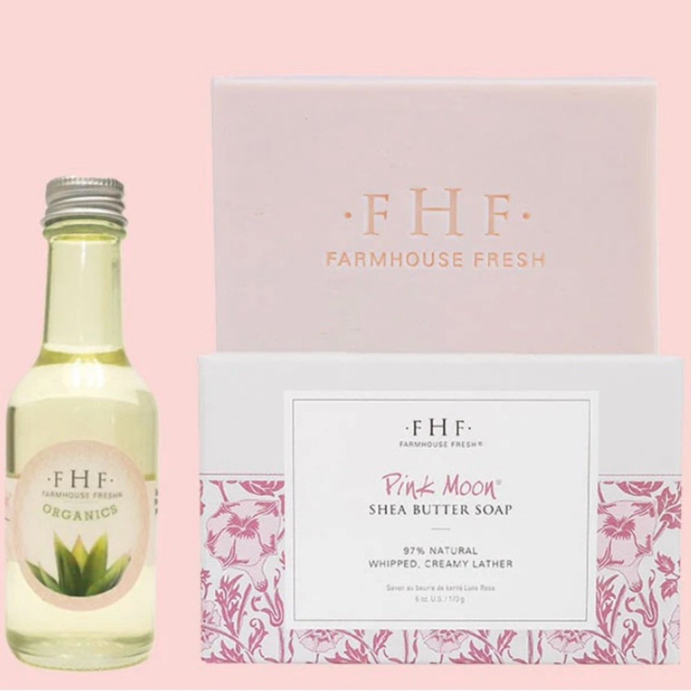 Farmhouse Fresh Pink Moon Shea Butter Soap&Deluxe Sample Blushing Agave Body Oil